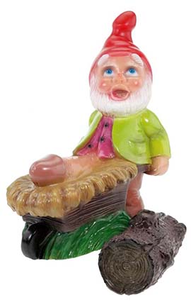 a garden gnome with a very large penis