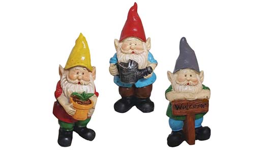 3 small garden gnomes