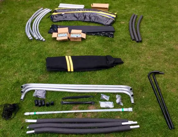 parts for Zero Gravity Trampoline laid out 
